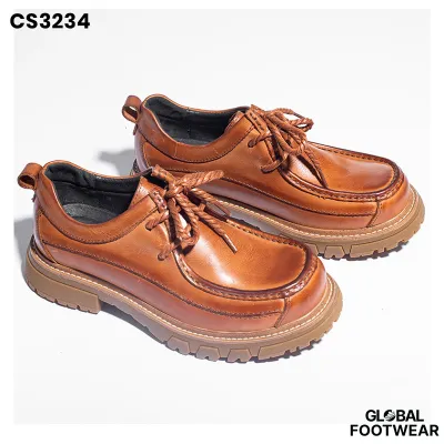 Genuine Leather Retro Thick Soled Leather Casual  Shoes